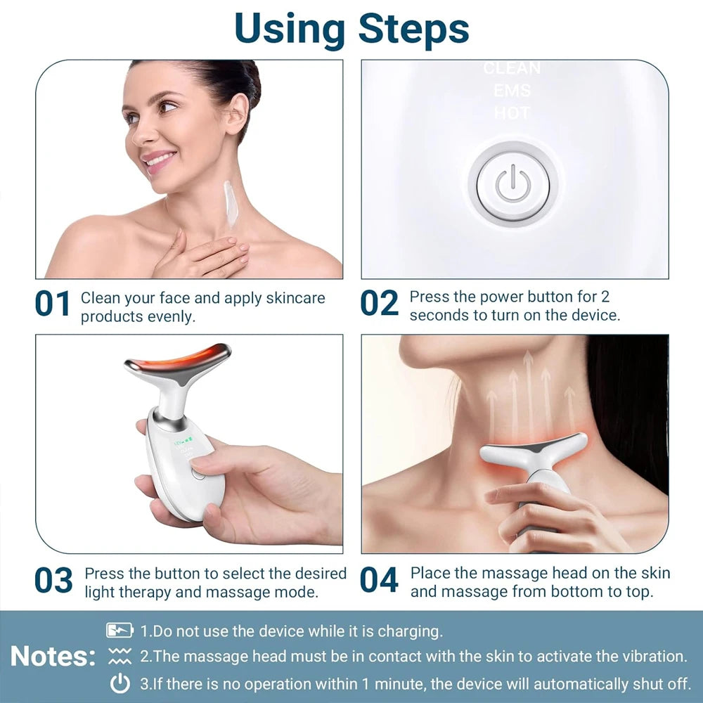 Masajeador facial y de cuello con terapia LED
