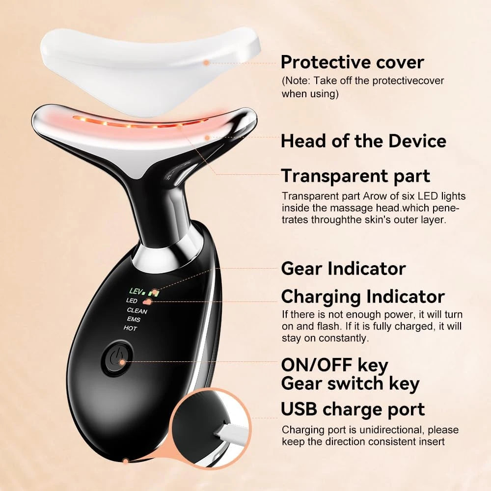 Masajeador facial y de cuello con terapia LED