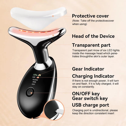 Masajeador facial y de cuello con terapia LED